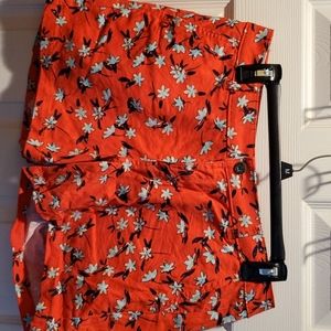 Red floral shorts